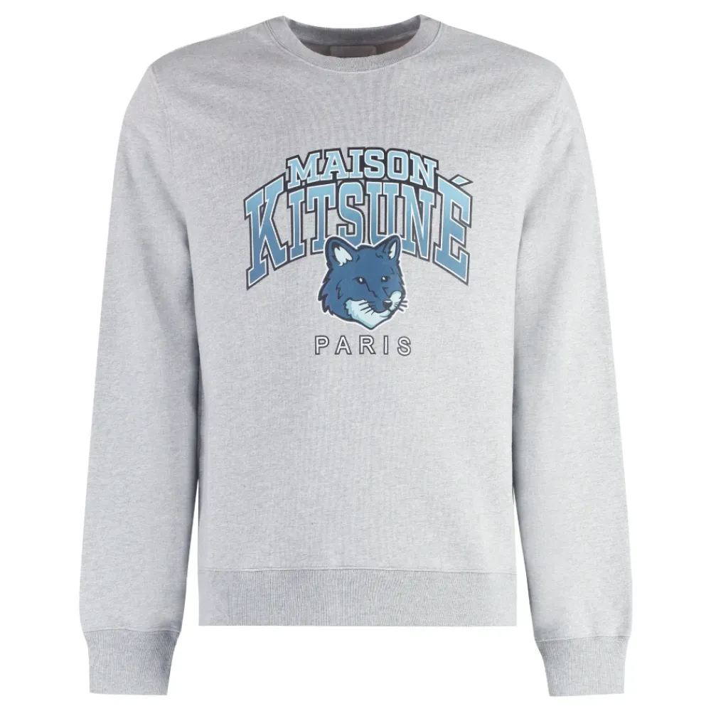 Sweatshirts<Maison Kitsuné Campus Fox Printed Sweatshirt Grå