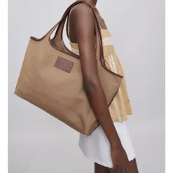 Indkøbstasker^A.P.C. Canvas Læder Trim Tote Taske Brun