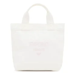 Tasker^Armani Canvas Shopper Taske med Logo Broderi Hvid