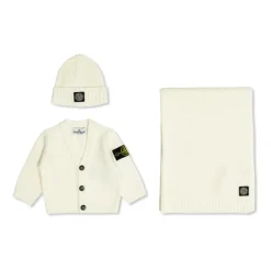 Bodystocking & Sæt^Stone Island Cardigan, Halstørklæde og Hue Sæt Beige