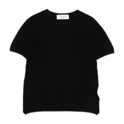 T-Shirts<Lisa Yang Cashmere Kortærmet Rund Hals Fin Strik Sort