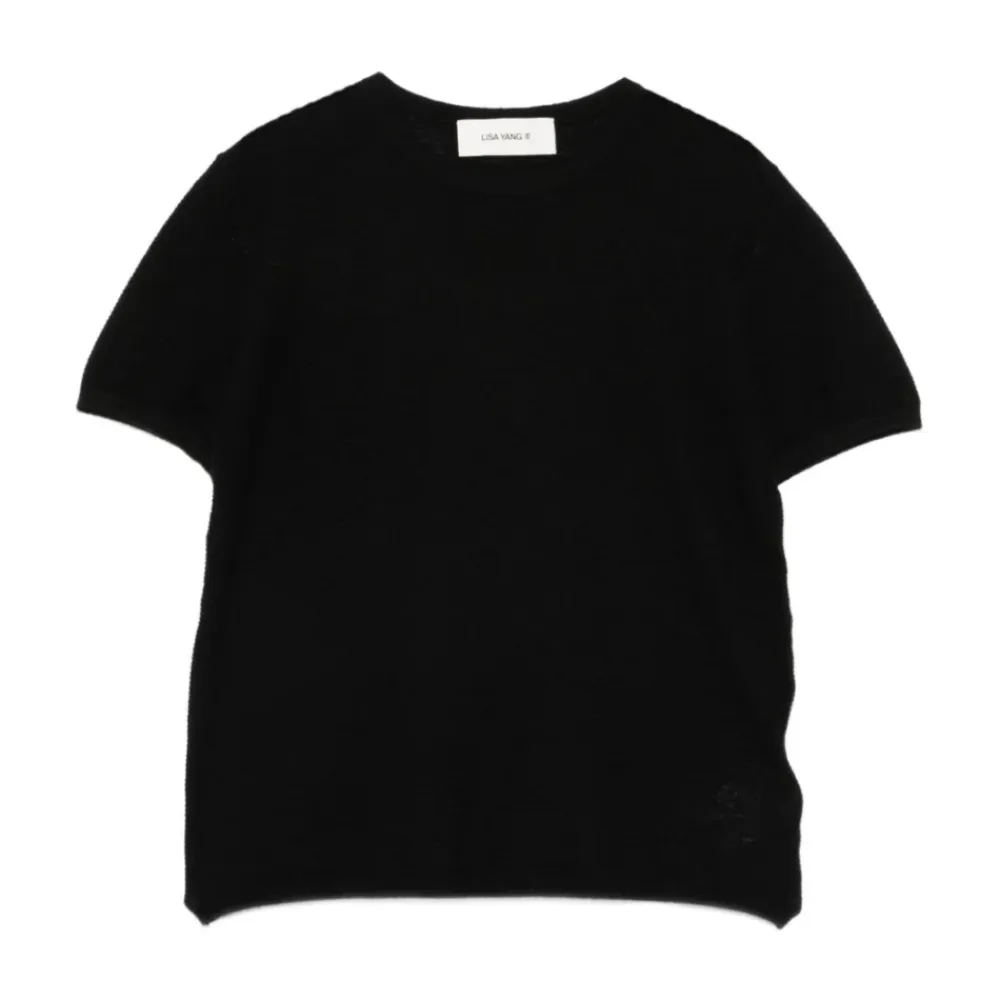 T-Shirts<Lisa Yang Cashmere Kortærmet Rund Hals Fin Strik Sort