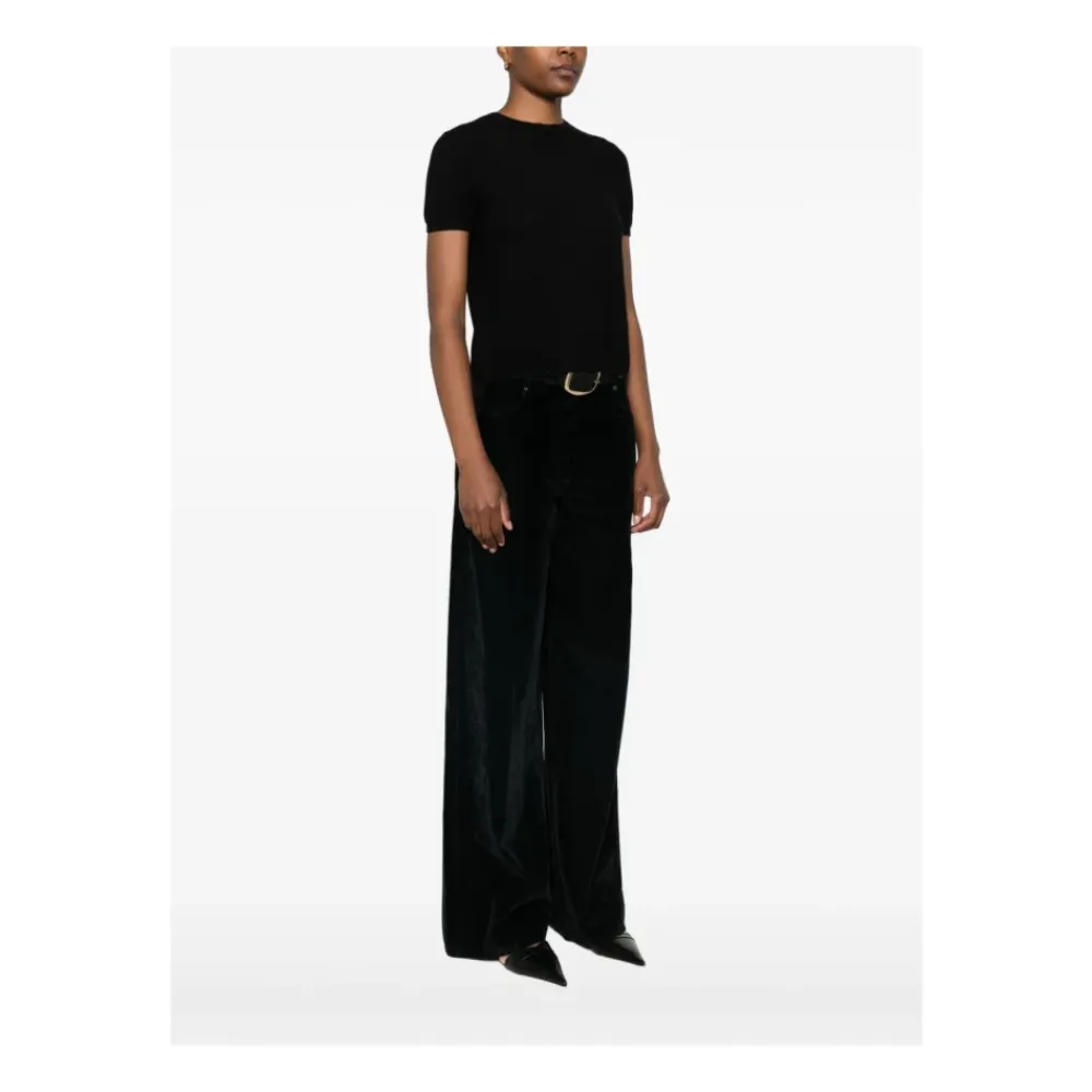 T-Shirts<Lisa Yang Cashmere Kortærmet Rund Hals Fin Strik Sort