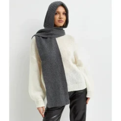 Tørklæder<Yves Salomon Cashmere og uld strikket hættehalstørklæde Grå