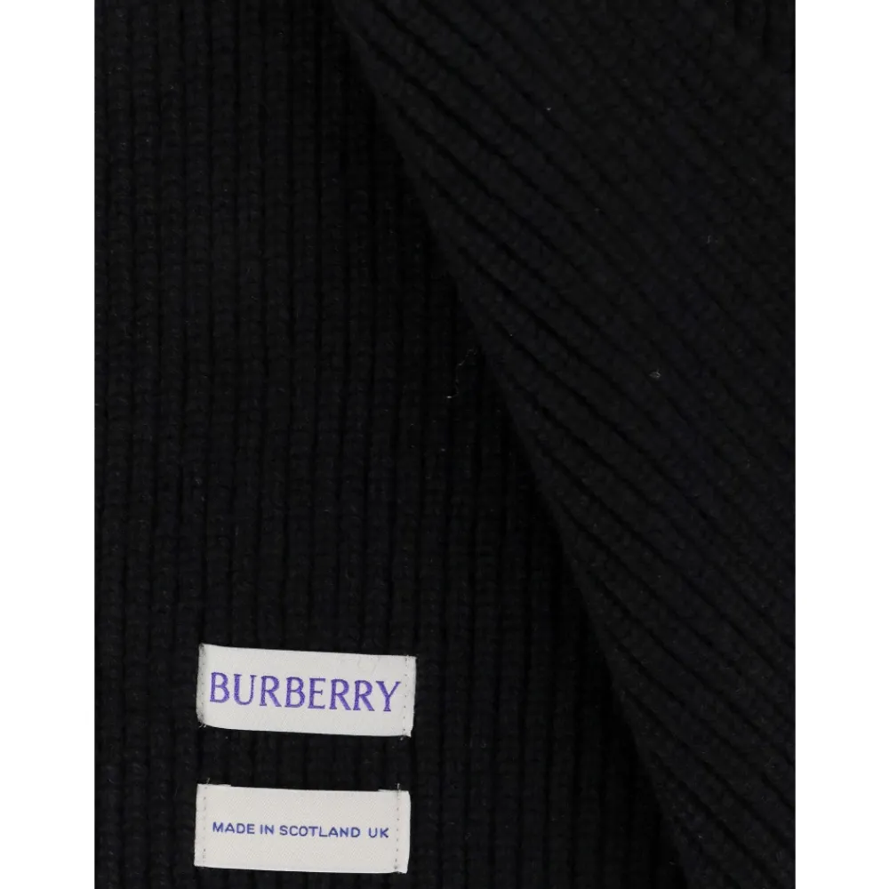 Halstørklæder Og Tørklæder^Burberry Cashmere Ribstrikket Tørklæde Sort