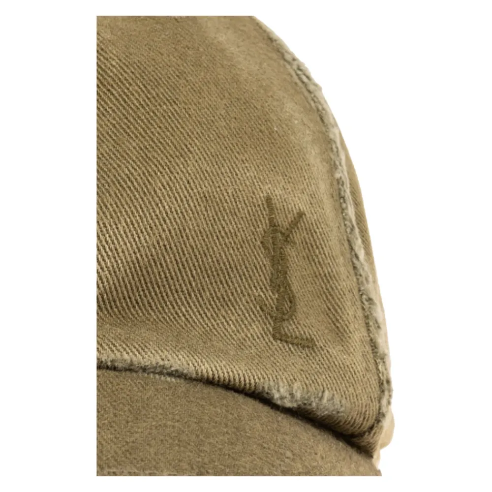 Huer & Kasketter<Saint Laurent Cassandre Washed Denim Baseball Cap Grøn