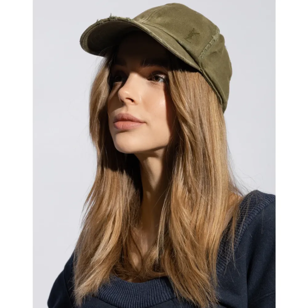 Huer & Kasketter<Saint Laurent Cassandre Washed Denim Baseball Cap Grøn