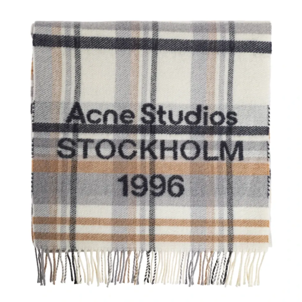 Halstørklæder Og Tørklæder|Tørklæder^Acne Studios Check logo scarf - Wide Grå