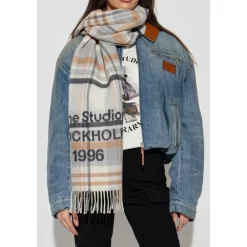 Halstørklæder Og Tørklæder|Tørklæder^Acne Studios Check logo scarf - Wide Grå