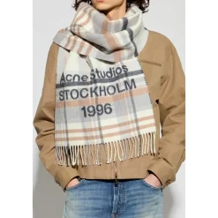 Halstørklæder Og Tørklæder|Tørklæder^Acne Studios Check logo scarf - Wide Grå