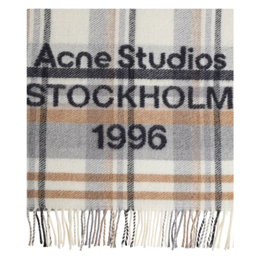 Halstørklæder Og Tørklæder|Tørklæder^Acne Studios Check logo scarf - Wide Grå