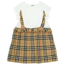 Kjoler & Nederdele<Burberry Check Trim Stretch Cotton Dress Beige