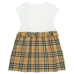 Kjoler & Nederdele<Burberry Check Trim Stretch Cotton Dress Beige