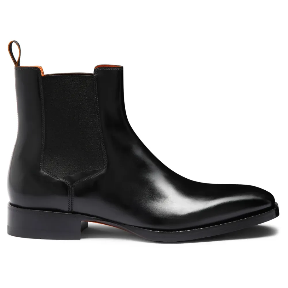Chelsea Boots|Støvler^Santoni Chelsea-støvle i poleret læder Sort