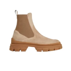 Chelsea Boots<Moncler Chelsea-støvler i ruskind med profilsål Beige