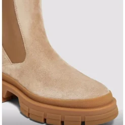 Chelsea Boots<Moncler Chelsea-støvler i ruskind med profilsål Beige