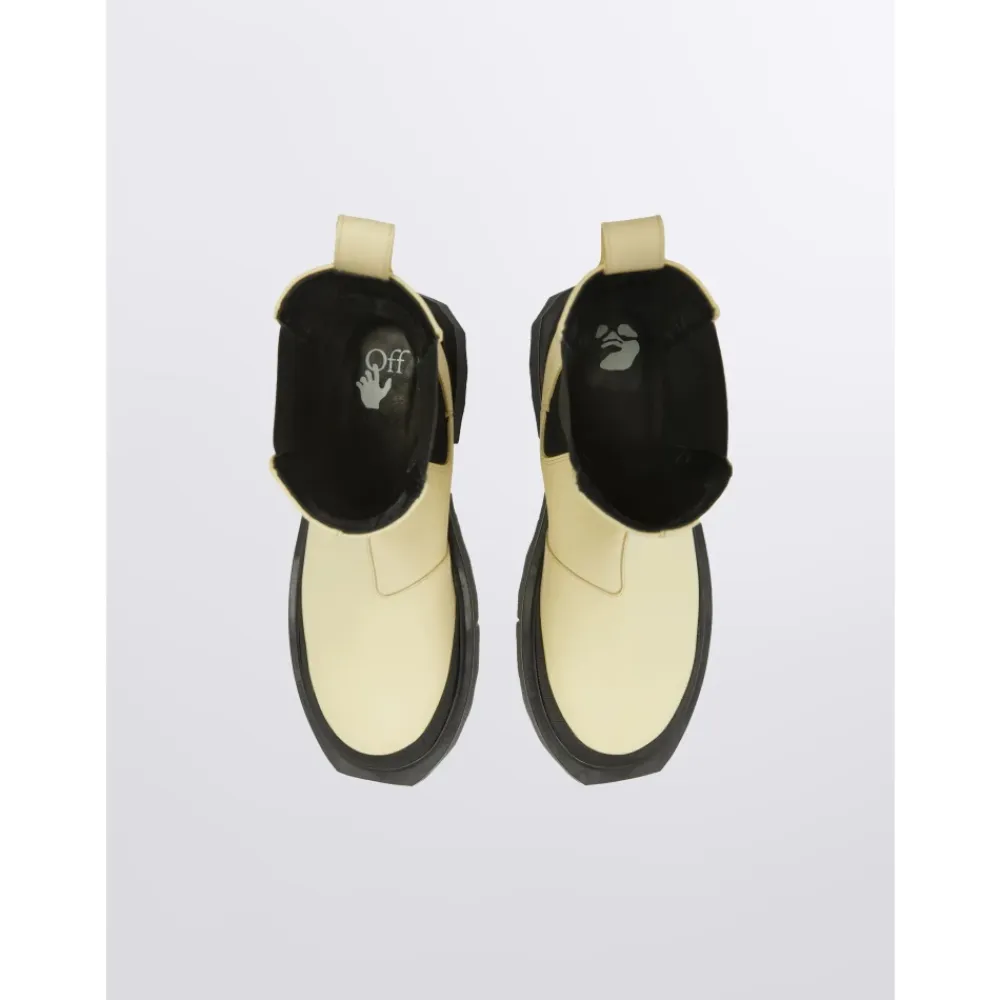 Chelsea Boots^Off White Chelsea-støvler med svampeeffekt-sål Beige