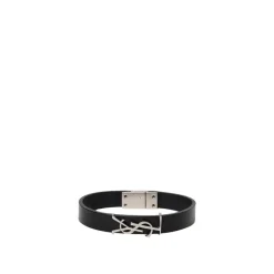 Smykker<Saint Laurent Chic læderarmbånd med magnetlås Sort