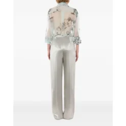 Bluser & Skjorter^Alberta Ferretti Chiffonbluse med blomsterprint og sløjfe Multifarvet