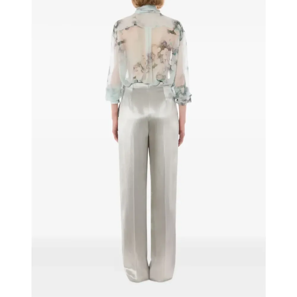 Bluser & Skjorter^Alberta Ferretti Chiffonbluse med blomsterprint og sløjfe Multifarvet