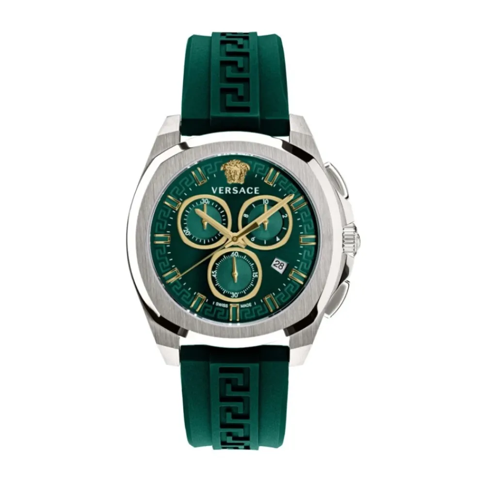 Ure<Versace Chrono Geo Chronograph Ur Grøn Guld Grå