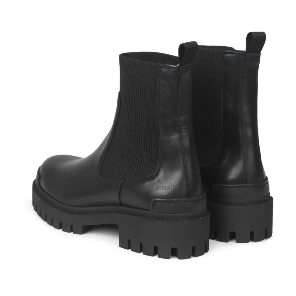 Chelsea Boots^Angulus Chunky Chelsea Boot i Læder Sort