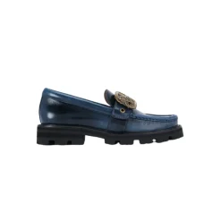 Loafers<Kurt Geiger Chunky Læder Loafers med Antik Messing Spænde Blå