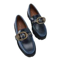 Loafers<Kurt Geiger Chunky Læder Loafers med Antik Messing Spænde Blå