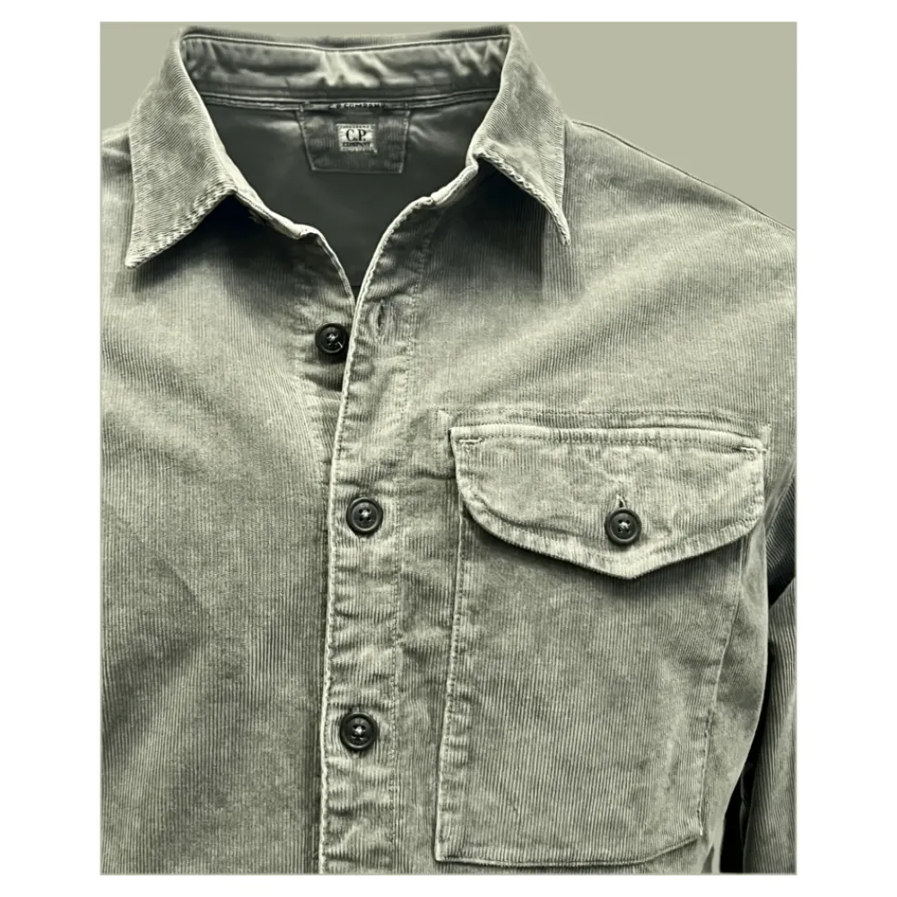 Jakker<C.P. Company Corduroy Overshirt i Gunmetal Beige