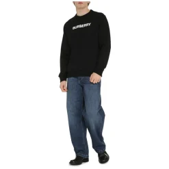 Trøjer|Sweatshirts^Burberry Cotton Crew-Neck Sweatshirt Sort