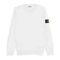 Trøjer|Sweatshirts<Stone Island Cotton Crew-neck Sweatshirt Hvid