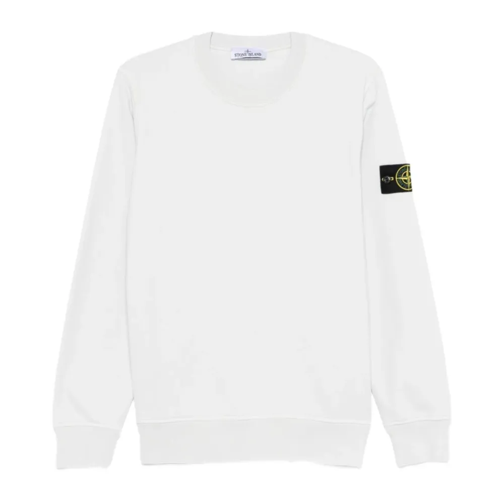 Trøjer|Sweatshirts<Stone Island Cotton Crew-neck Sweatshirt Hvid