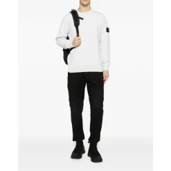 Trøjer|Sweatshirts<Stone Island Cotton Crew-neck Sweatshirt Hvid