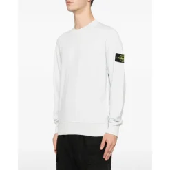 Trøjer|Sweatshirts<Stone Island Cotton Crew-neck Sweatshirt Hvid