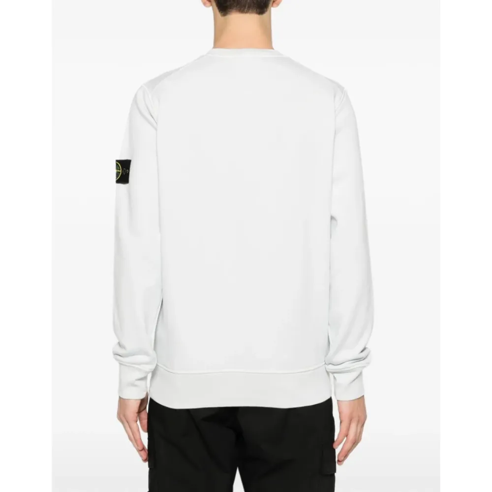 Trøjer|Sweatshirts<Stone Island Cotton Crew-neck Sweatshirt Hvid