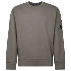 Sweatshirts^C.P. Company Cotton Diagonal Fleece Crewneck Lens Sweatshirt Grå