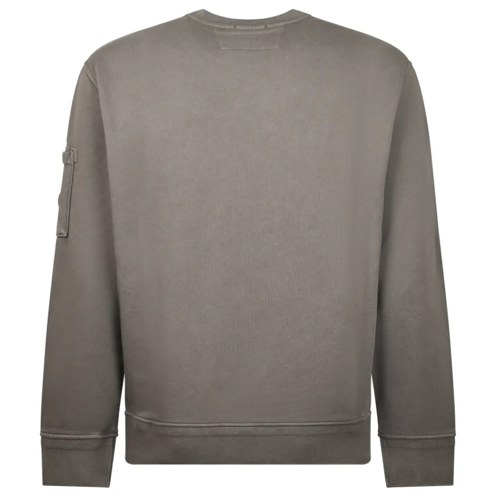 Sweatshirts^C.P. Company Cotton Diagonal Fleece Crewneck Lens Sweatshirt Grå