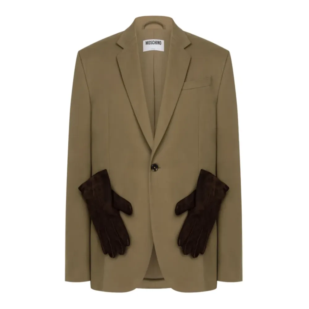 Jakker<Moschino Cotton Diagonal Jacket Grøn