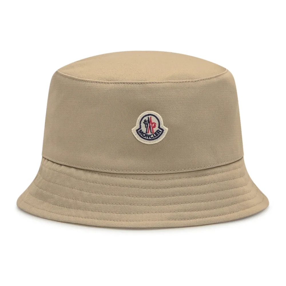 Huer & Kasketter^Moncler Cotton Gabardine Bucket Hat Beige