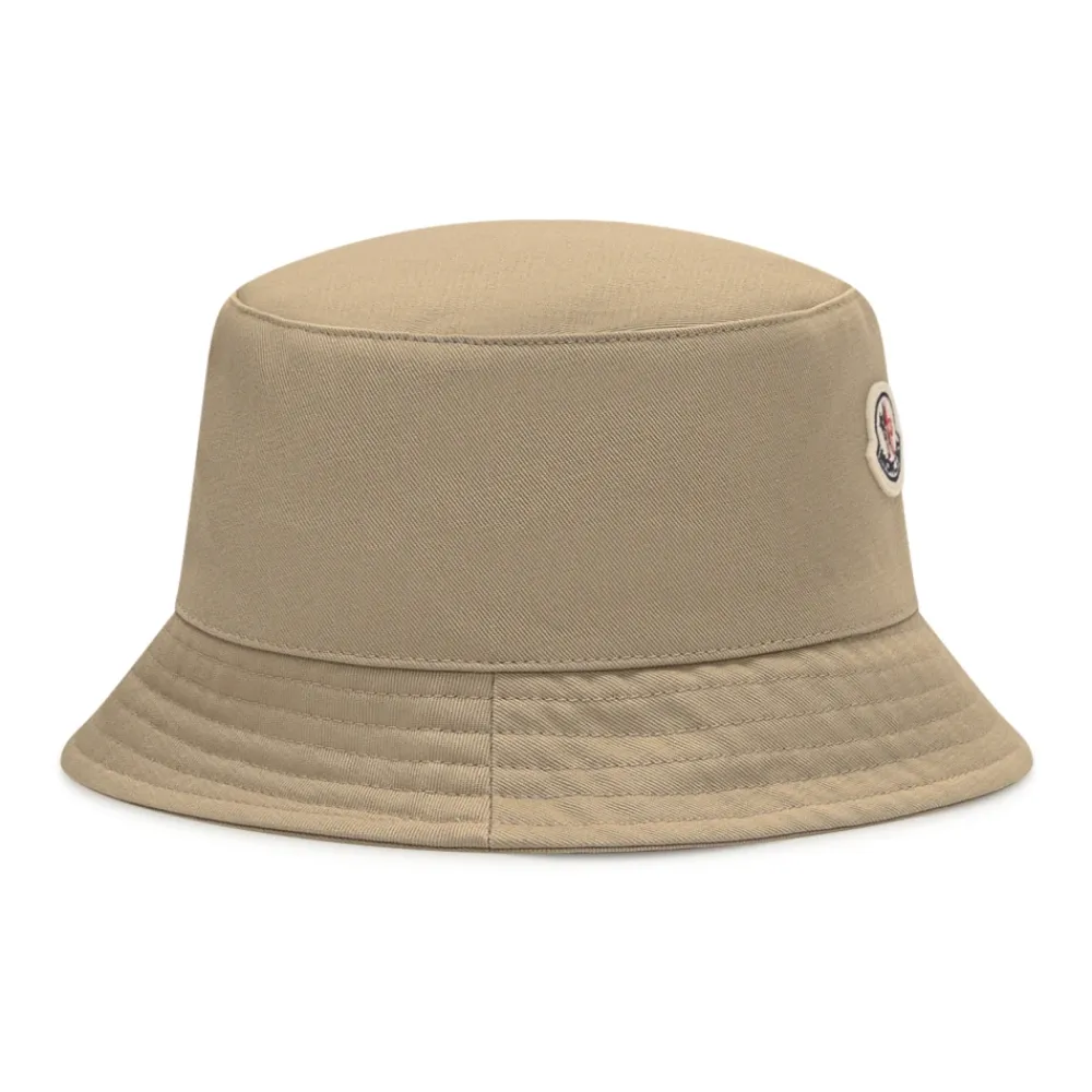 Huer & Kasketter^Moncler Cotton Gabardine Bucket Hat Beige