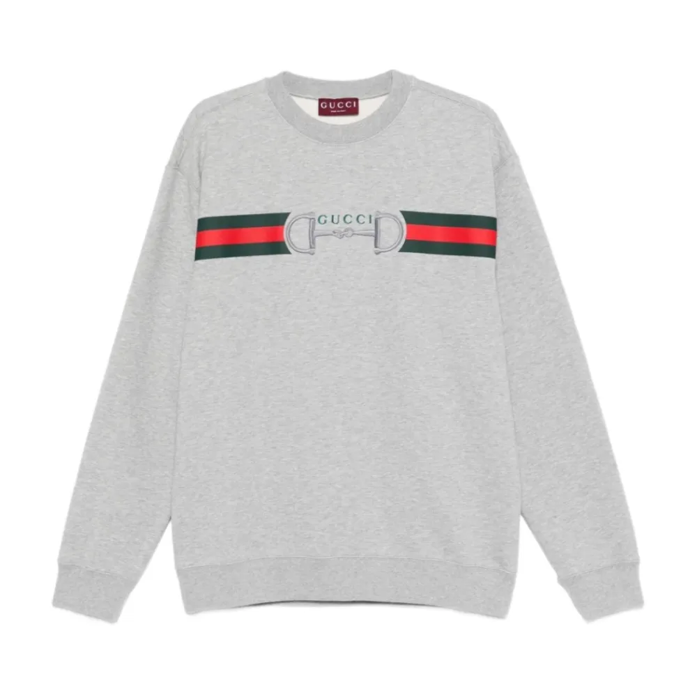 Trøjer|Sweatshirts^Gucci Cotton Jersey Sweatshirt med Print Grå