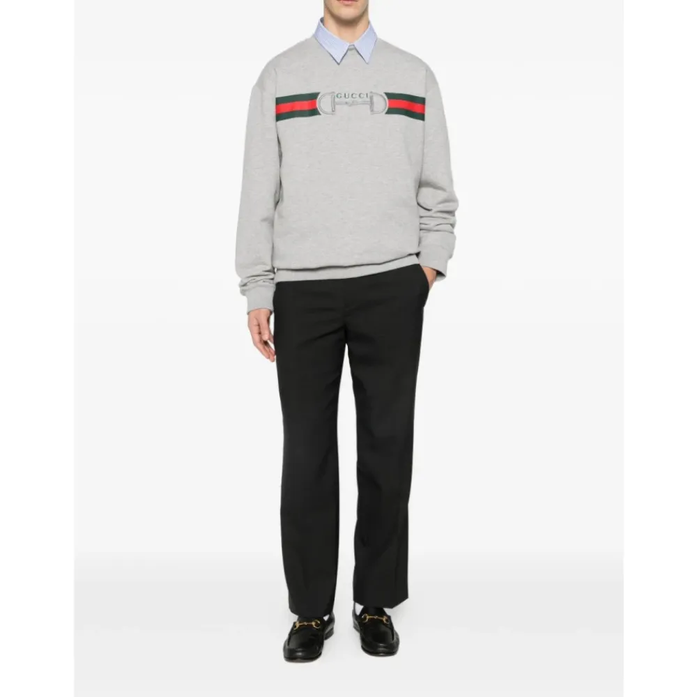 Trøjer|Sweatshirts^Gucci Cotton Jersey Sweatshirt med Print Grå