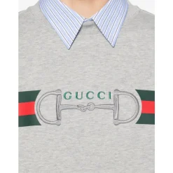 Trøjer|Sweatshirts^Gucci Cotton Jersey Sweatshirt med Print Grå