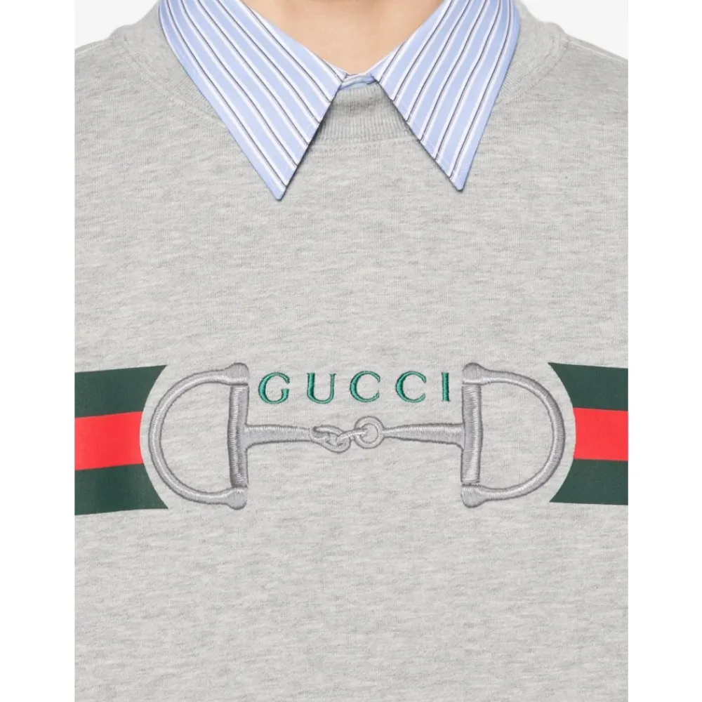 Trøjer|Sweatshirts^Gucci Cotton Jersey Sweatshirt med Print Grå