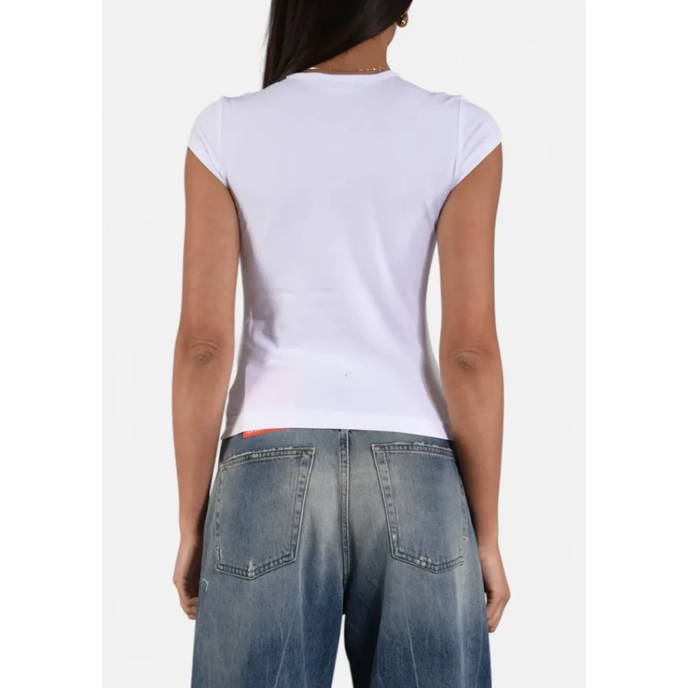 T-Shirts^Diesel Cotton Stretch T-Angie T-shirt Hvid