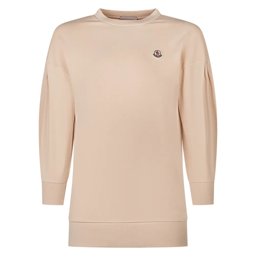 Kjoler & Nederdele<Moncler Cotton Sweatshirt Dress Beige