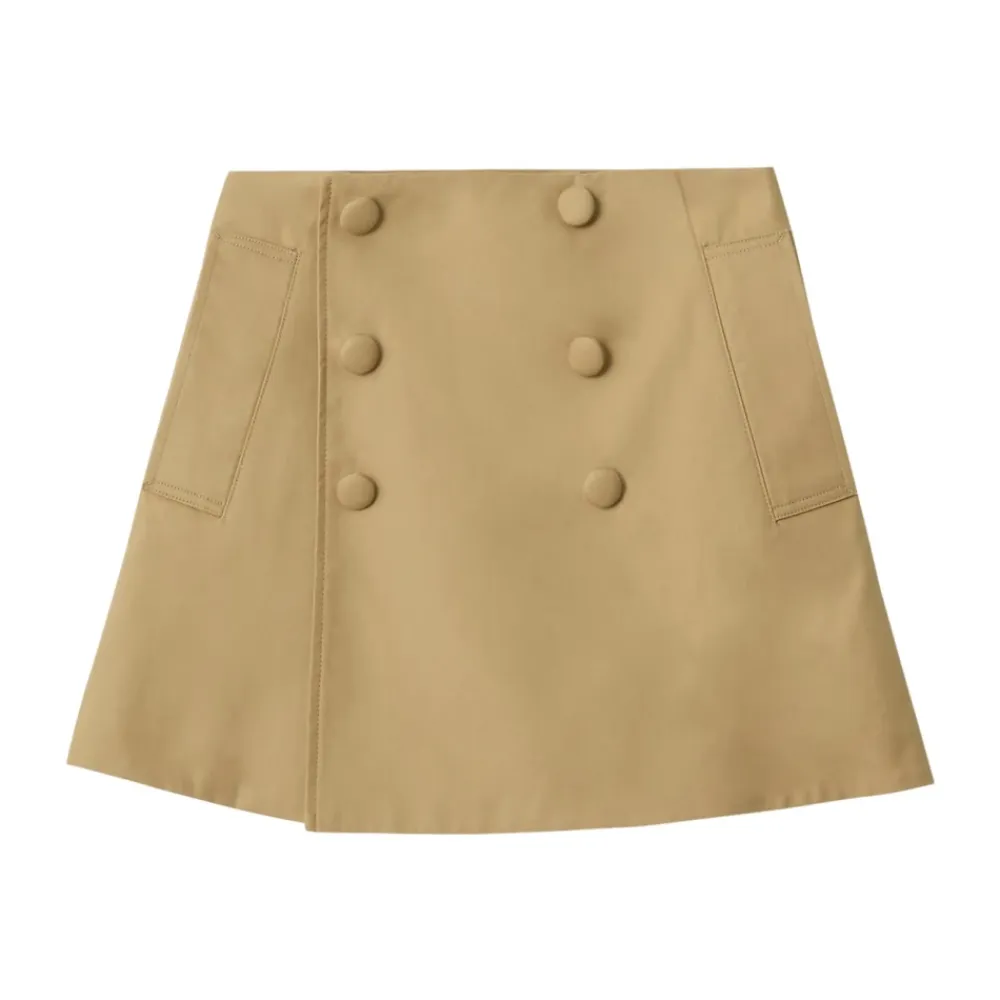 Kjoler & Nederdele<Burberry Cotton Trench Skirt Beige