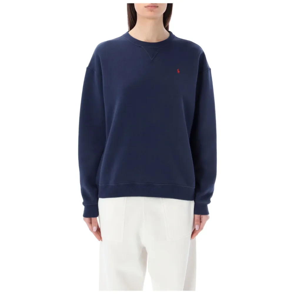 Sweatshirts<Polo Ralph Lauren Cozy Crew Neck Fleece Sweater Blå