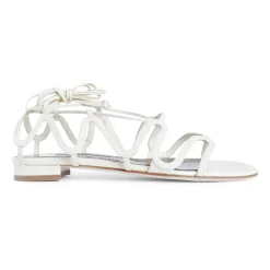 Sandaler<Manolo Blahnik Creme Cage Ankelrem Hæle Hvid