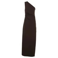 Kjoler<P.A.R.O.S.H. Crepe Stretch One-Shoulder Ruched Dress Brun